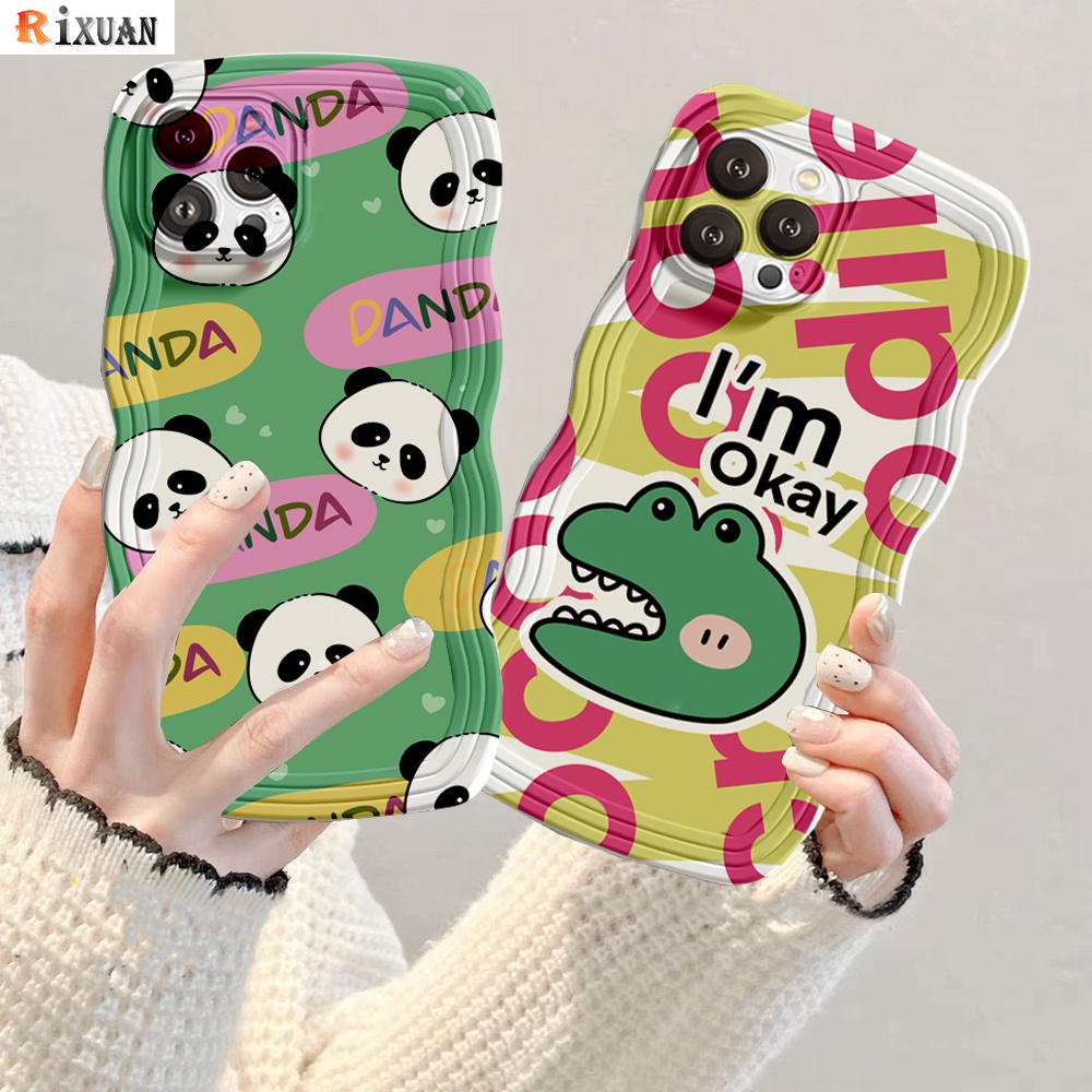 Casing Samsung A24 A14 A04s A04e A04 A13 A03s A02s A03 M23 A23 A22 A12 A32 A31 A21s A10 A20 A52 A50 A51 A71 A53 M32 A02 Tepi Bergelombang Kartun Panda Crocodile Graffiti Softcase RIXUAN