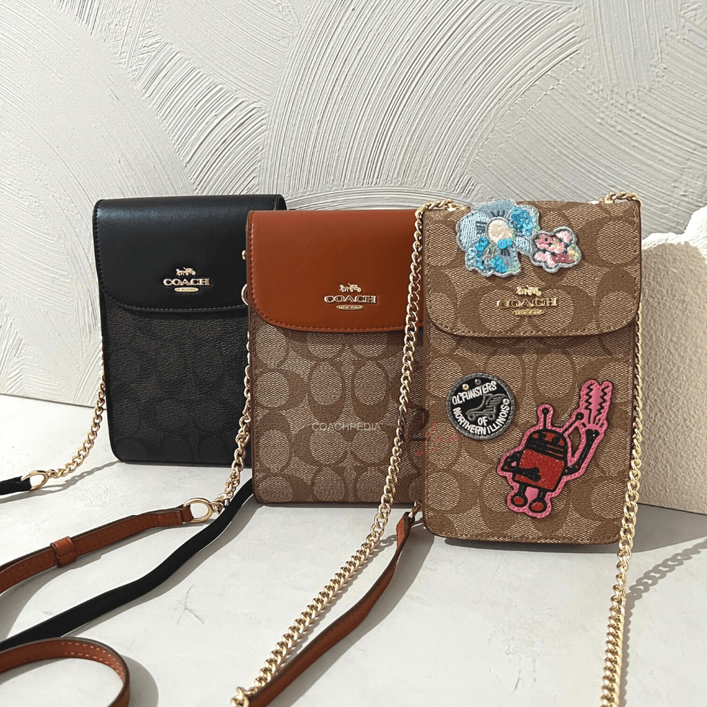 Coach Phone Holder Crossbody Patch Tas Dompet HP Slot Kartu Wanita Original Ready Stock COD