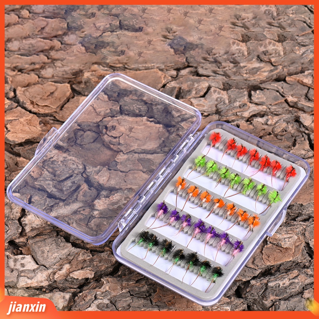 (In Stock) 35Pcs Umpan Pancing Desain Simulasi Warna Terang Ukuran Mini Realistis Dengan Kait Tajam Compact Bulu Serangga Lalat Buatan Memancing Umpan Perlengkapan Memancing