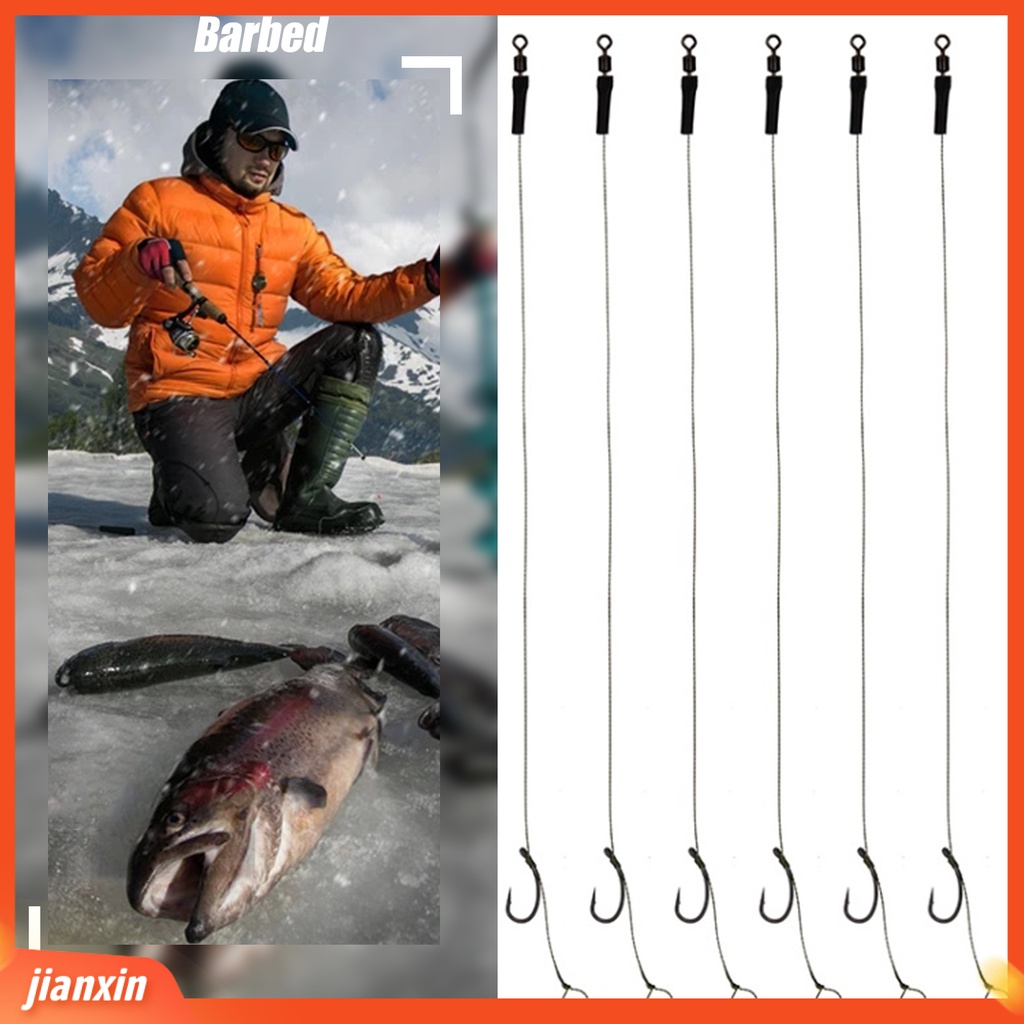 (In Stock) 6Pcs /Grup Rig Rambut Memancing Berduri Barbless Baja Karbon Tinggi Kekuatan Tinggi Rig Rambut Gurame Ringan Untuk Laut