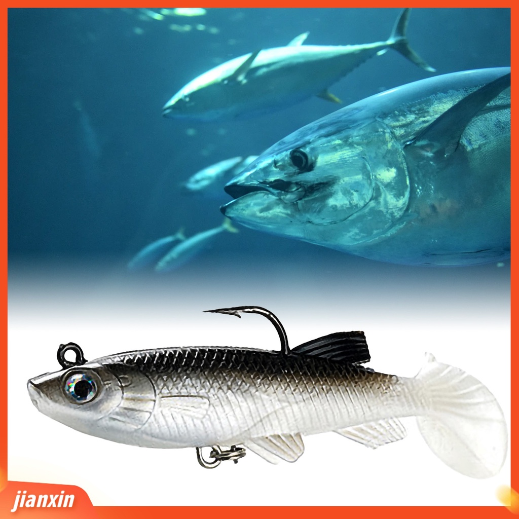 (In Stock) 12.5g 8cm Umpan Pancing T Tail Fishing Supply Metal Menarik Dengan Kepala Jig Umpan Lembut Untuk Memancing Di Laut