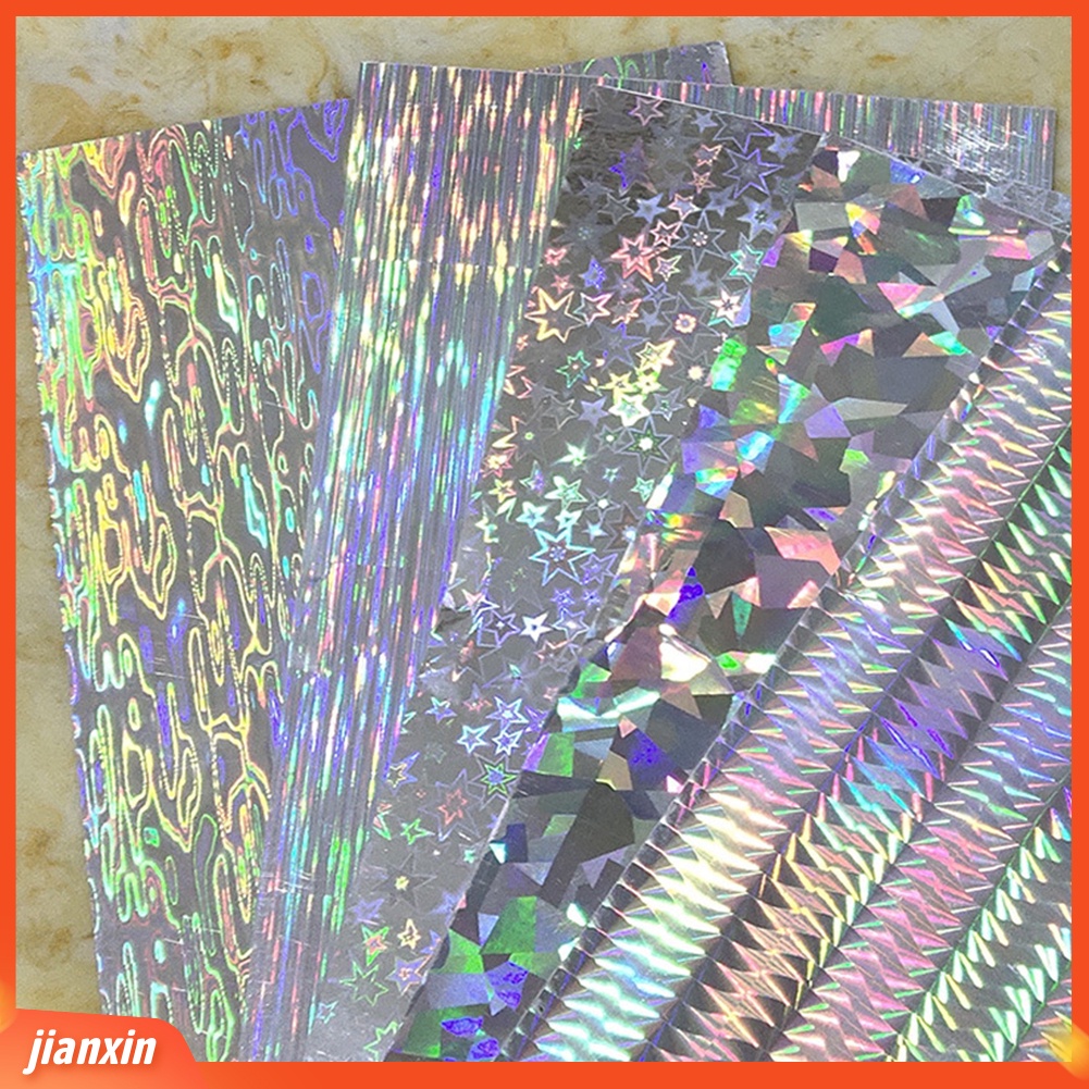 (In Stock) 10Pcs Tape Perekat Hologram Motif Geometri Film Flash Fishing Lure Sticker