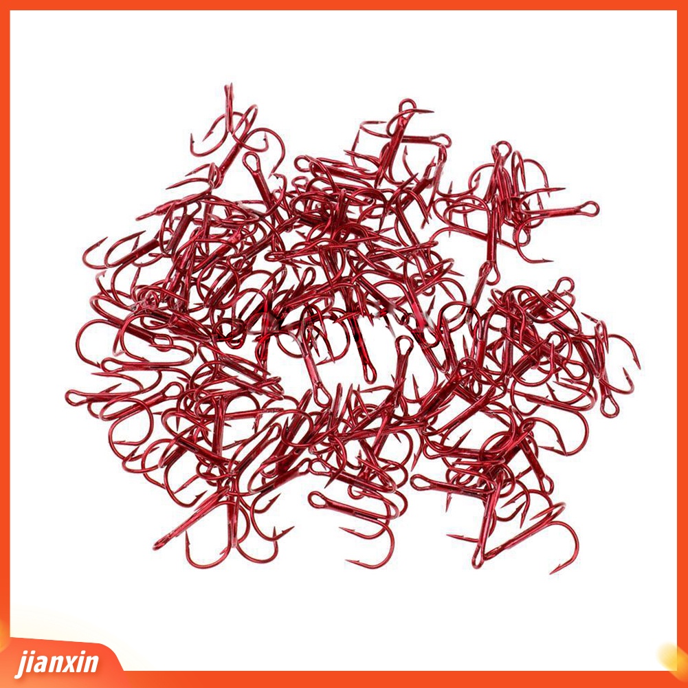 (In Stock) 100Pcs Kait Treble Memancing Baja Karbon Umpan Holder Fishhooks2 /4 /6 /8 /10#