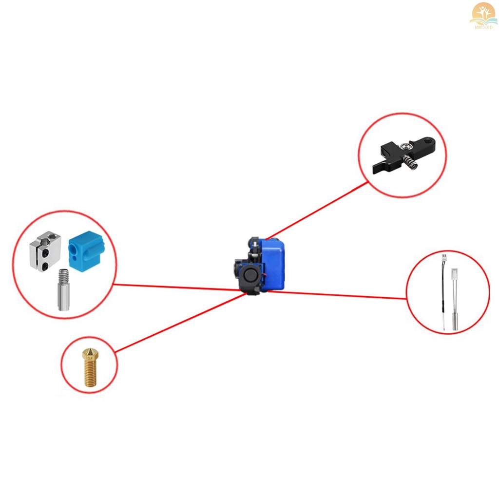 In Stock Extruder Kit Dengan Nozel Volcano Lengan Silikon Aluminium Blok Handle Thermistor Tenggorokan Tabung Jarum Kompatibel Dengan Artileri Sidewinder X1 Genius 3D Printer