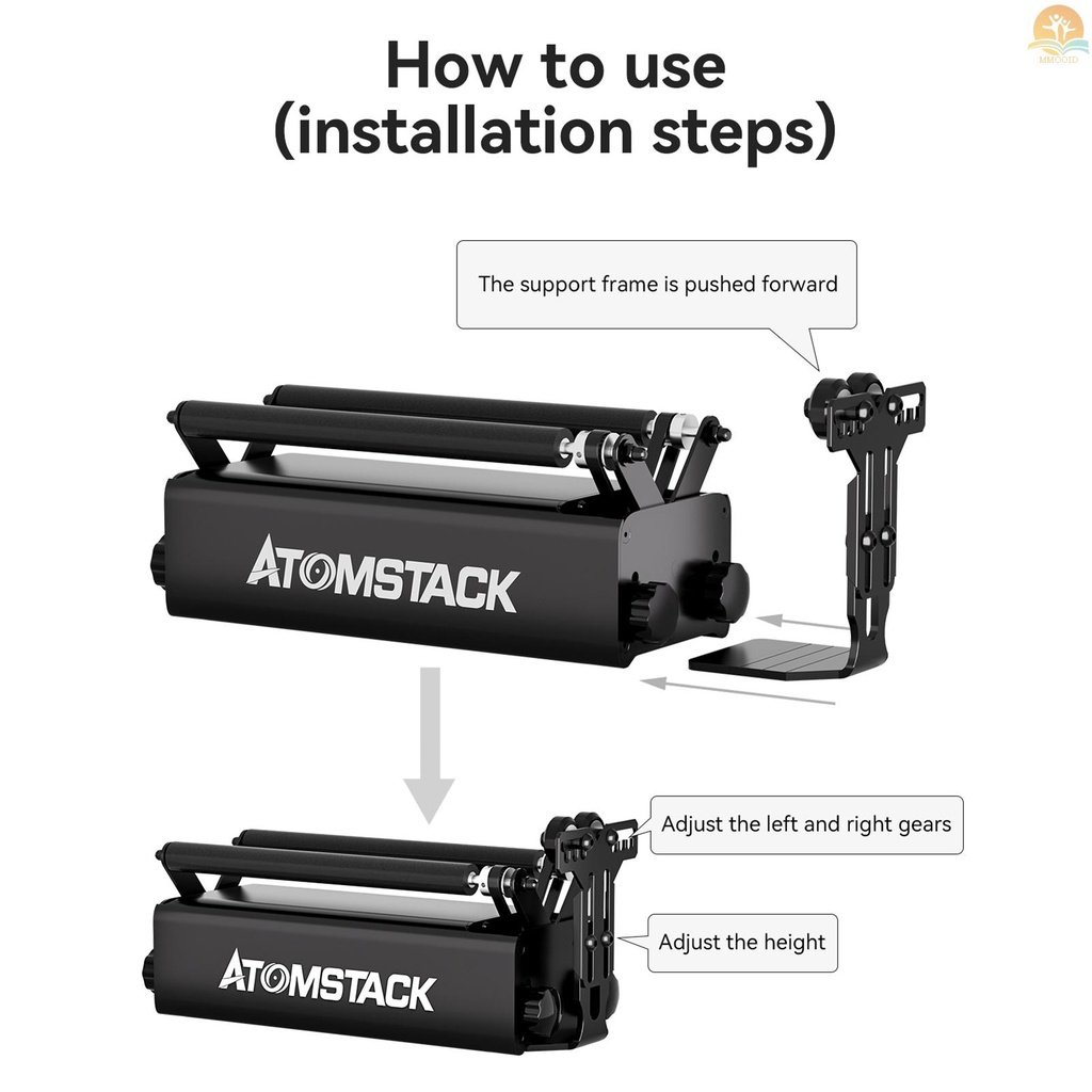 In Stock ATOMSTACK RS1 Stand for Rotating Roller Compatible 95% Of Laser Engraver Machine Ortur Neje Twotress Roller Steady Adjustable Height 50-100mm Support Based for Irregular P