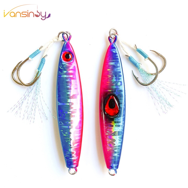 Memancing Jig Lure 20g /30g /40g /60g /80g Deep Sea Fishing Lure Slow Jigging Umpan Buatan Dengan Double Fish Hook Slow Clamp