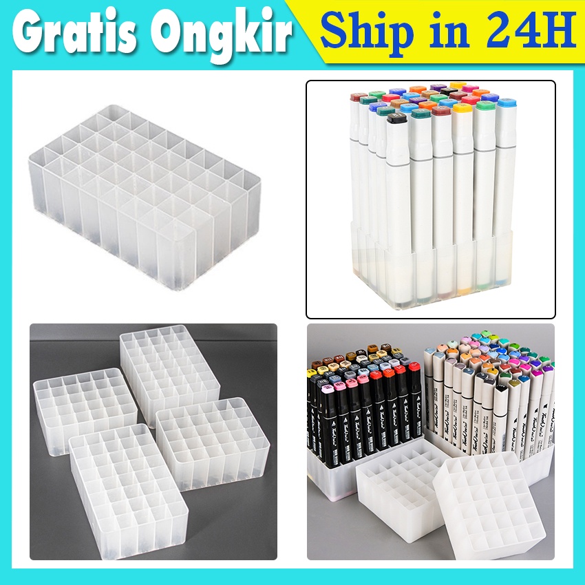 

30/48/80 Slots Marker Pen Storage Holder Brush Pencil Rack Penyimpanan Kuas Pensil Pena Marker Table Stand Organizer