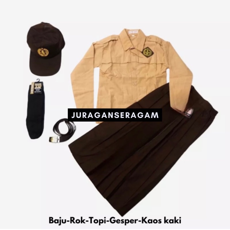 SERAGAM PRAMUKA SD PEREMPUAN SETELAN LENGKAP