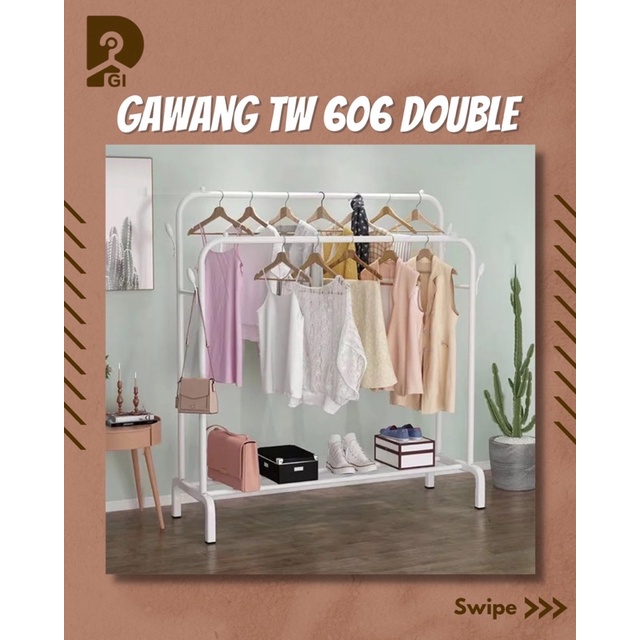 (PGI104)Rak Baju Gantungan Baju Besi Kuat Stand Hanger Display Butik Bazar Jemuran Pakaian Gawangan 
