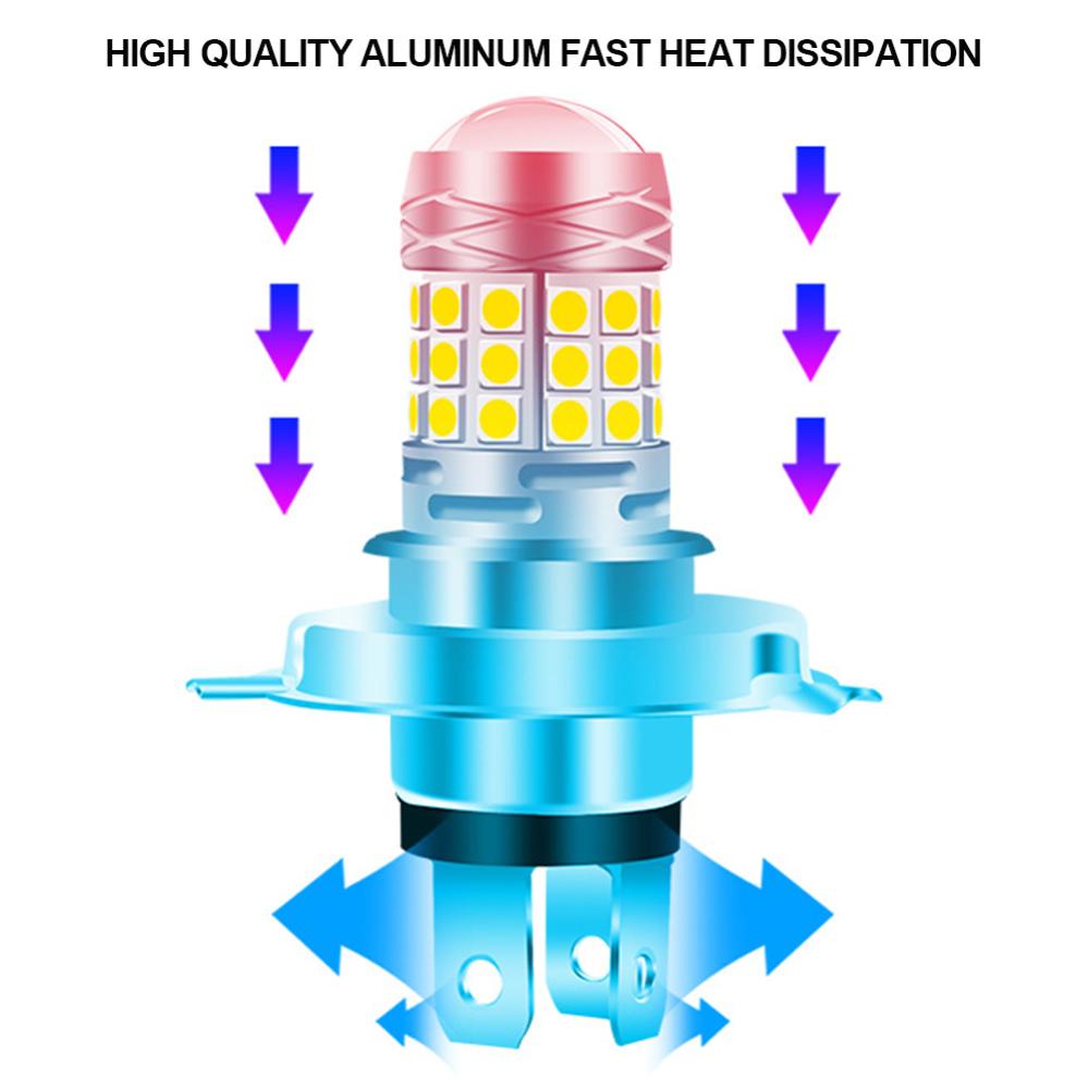 Openmall H4 /BA20D/H6 /P15DLED Lampu Depan Motor 42SMD LED Lamp Moto High/Low Beam Bulbs Lamp Lampu Kabut 12V Putih E6F9