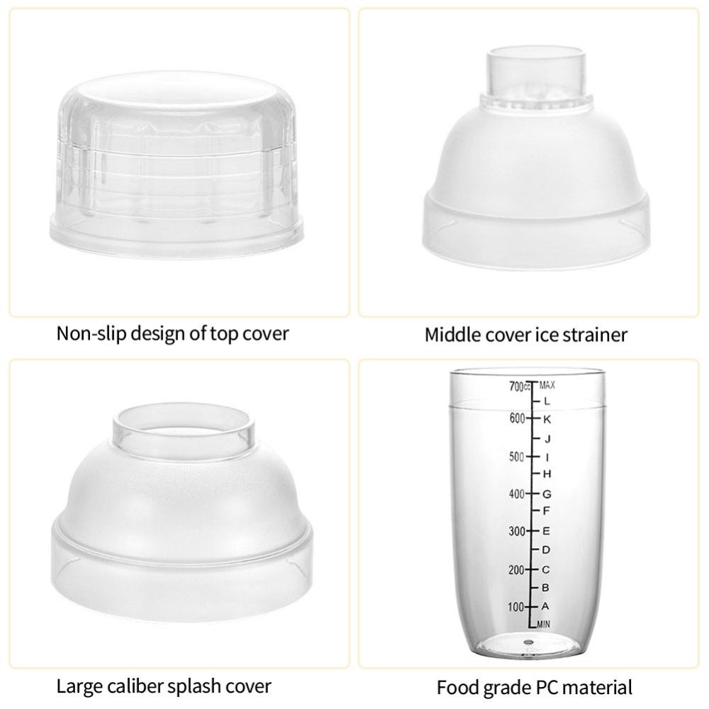 C5goon 350ml /500ml /700ml/1000ml Plastik Martini Cocktail Shaker Wine Pengaduk Minuman Shake Botol Barware Peralatan Rumah Bar L1W6