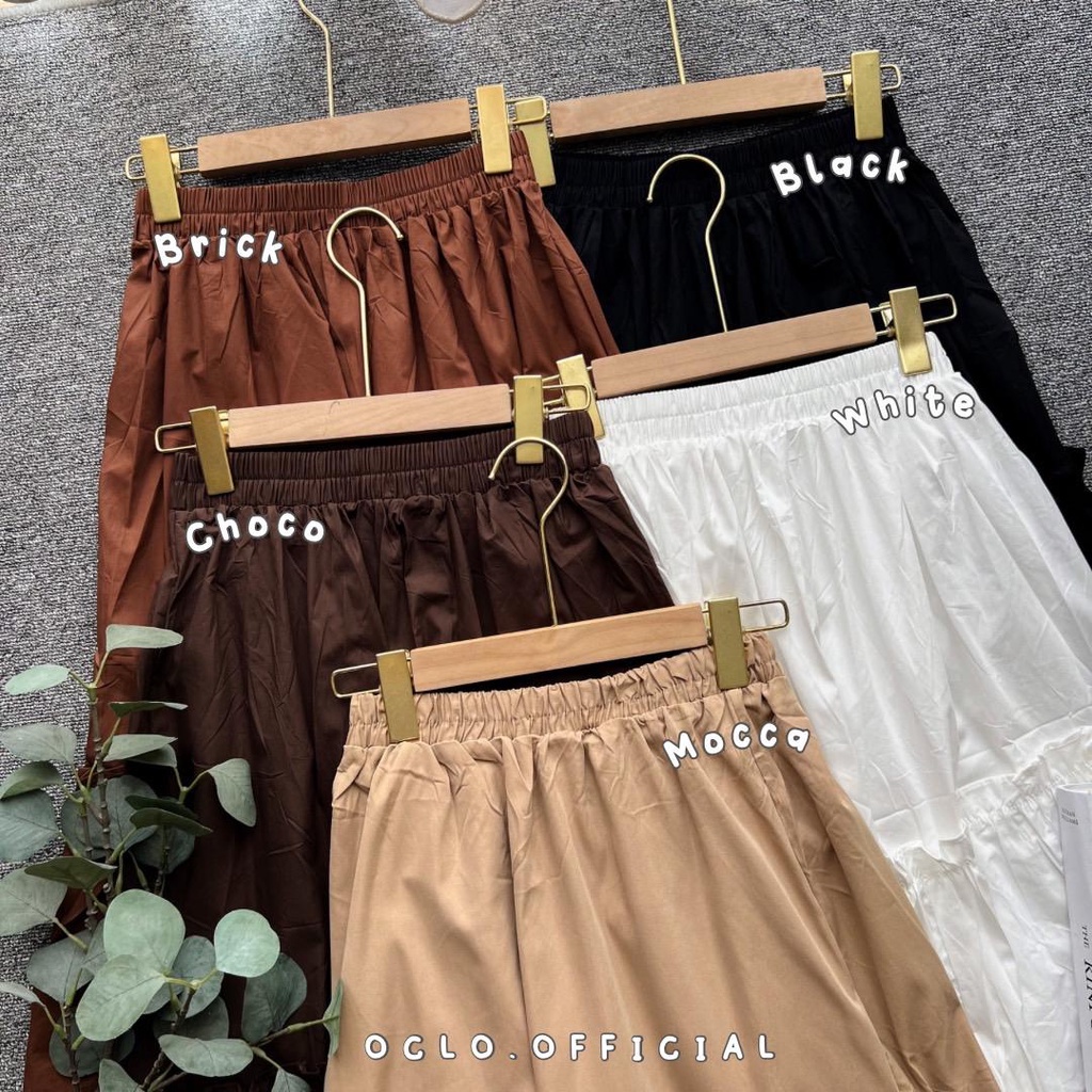 Oclo Linou Skirt bawahan wanita rok poplin import vintage casual basic daily wear