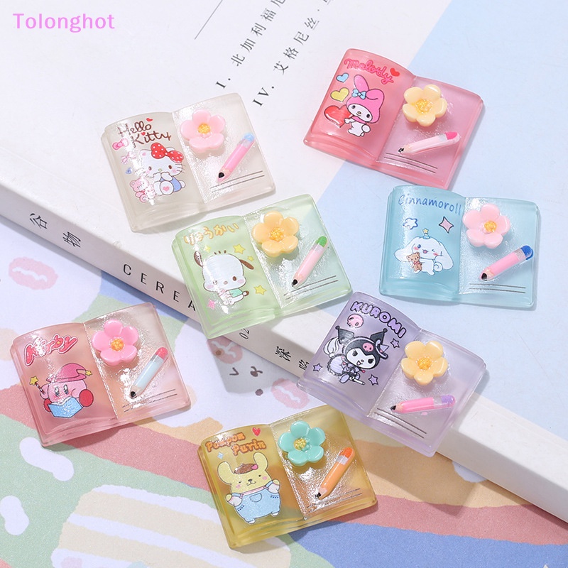 Tolonghot&gt; 5PCS DIY Jepit Rambut Cangkir Air Stiker Ponsel Case Aksesoris Hadiah Bercahaya Mini Resin Kartun Memutar Bunga Pensil Buku well