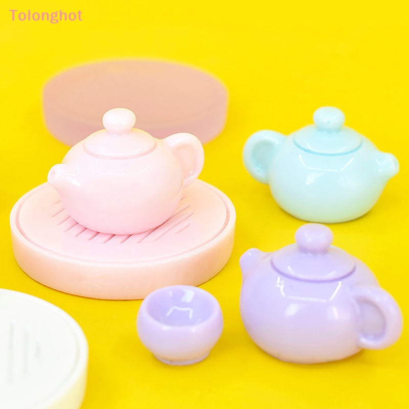 Tolonghot&gt; 1Set Miniatur Cangkir Teh Set Miniatur Simulasi Boneka Perabotan Rumah Model DIY Aksesoris Rumah Ornamen Mainan Sumur