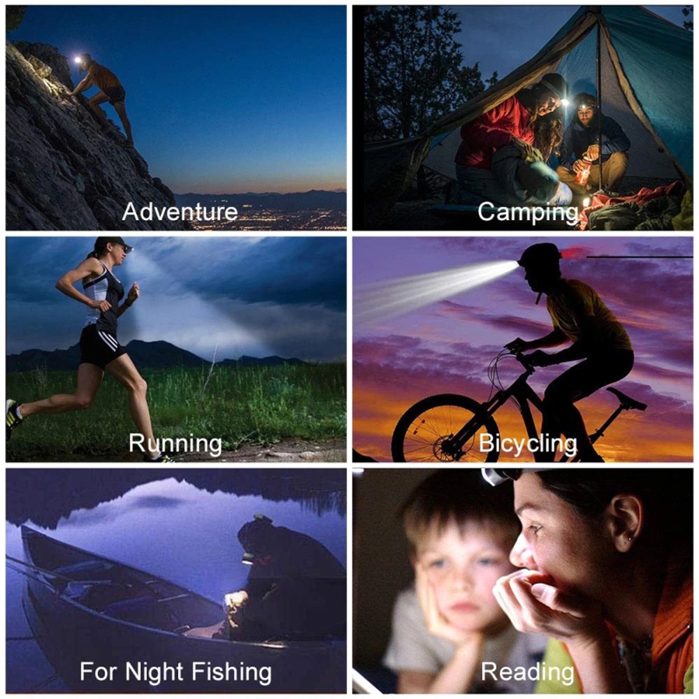 Senter Kepala LED 2 Mode COB 2in1 / Head Lamp 90° Rechargeable