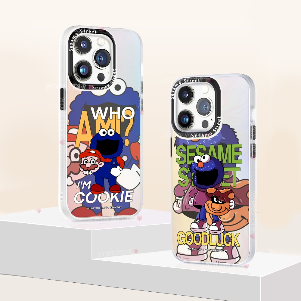IPHONE Fashion Case Kompatibel Untuk Iphone11 13 12 14 Pro Max XR iPhone6s 6 7 8 Plus X XS Max Se2020 Kartun Mario Sesame Street Good Luck Mewah Laser Gradient Hard Case BY