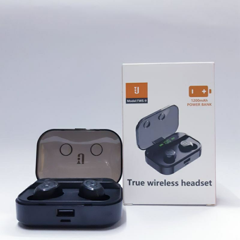 EARPHONE HEADSET BLUETOOTH/WIRELESS TWS 9 SUPER BASS  Headset Bluetooth JBL TWS 9 with  Powerbank