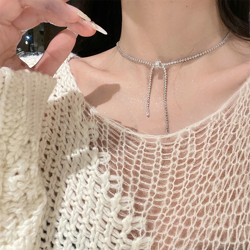 Y2k Manik-Manik Niche Kalung Rempah Gadis Cinta Mutiara Imitasi Salib Choker Kreatif Fashion Manis Keren Serbaguna Wanita Pribadi Kalung