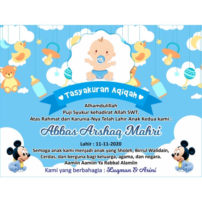 tasyakuran stiker ucapan aqiqah kartu selapanan aqiqah ucapan aqiqah a