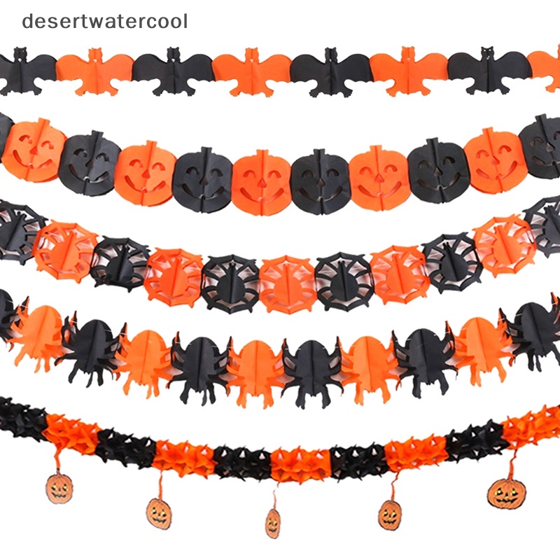 Deid 3meter Garland Gantung Halloween Bung Bat Pumpkin Ghosts Spider Paper Banner Martijn