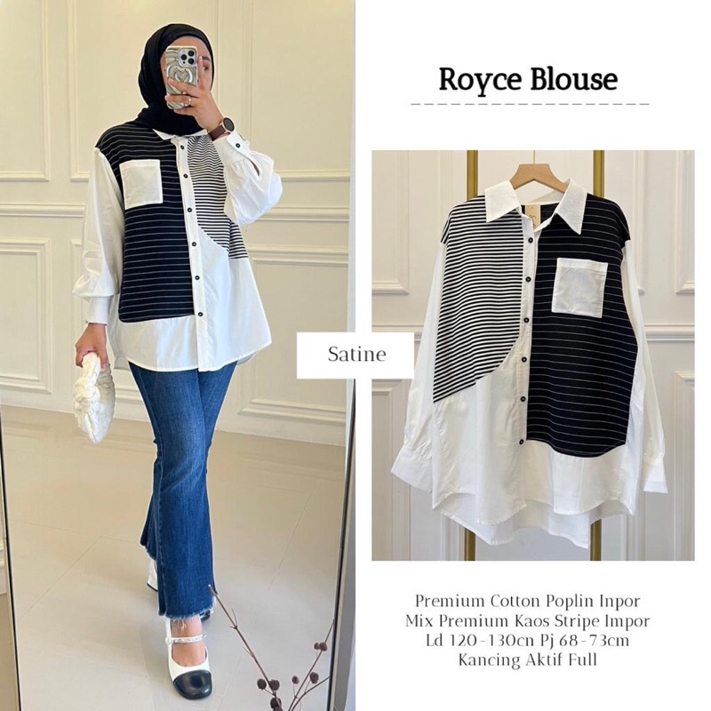 ROYCE BLOUSE ORI SATINE | Premium Cotton Poplin Impor mix Premium Kaos Impor Premium