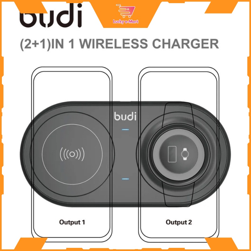 【Lucky e-Mart】(2+1) IN 1 WIRELESS CHARGER CHARGING PAD FOR MOBILE DEVICES 15W TOTAL