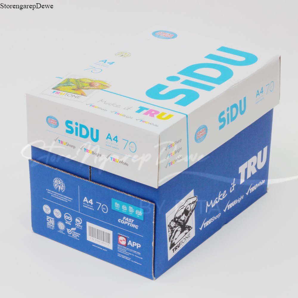 

Sinar Dunia Paper Photocopy 70gsm A4 per Box #SDU PC 70 A4 real produk bantex asli seperti gambar