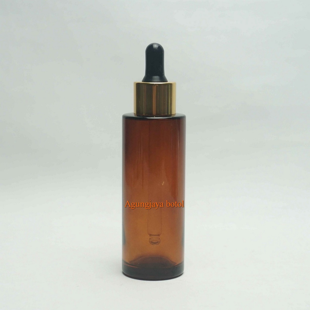 Botol Pipet 60 ml Cilinder Clear Fros Tutup Pipet Alumunium  / Botol Kaca Kosmetik / Botol Kaca Seru