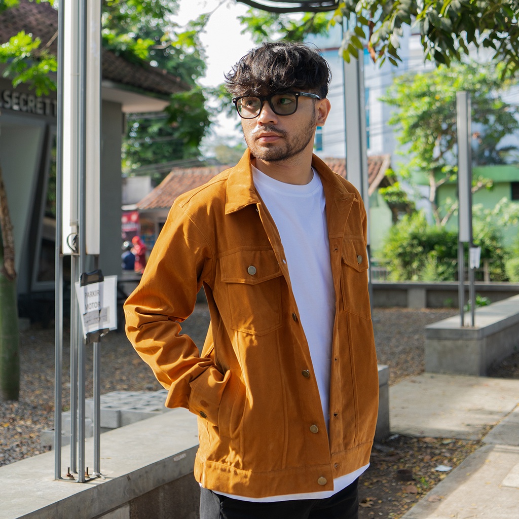 Fargo Jacket Suede Casual Pria Caramel