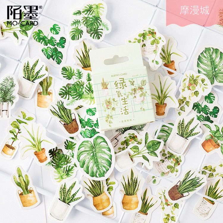 

45pcs Plants Mini Box Sticker / Stiker Hiasan Motif Bunga Dekorasi Scrapbook Bujo Bullet Journaling Plant Tanaman