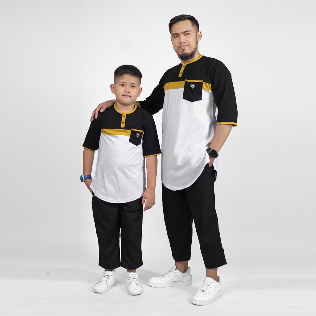 Koko kurta Khoirummah | Koko Kurta Couple Ayah dan Anak | Koko Kurta Kaos Premium