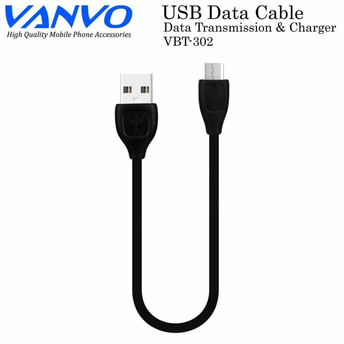Kabel Data VANVO VBT-302 25cm V8 / Micro Usb 2.1A Fast Charging Untuk Powerbank Toples