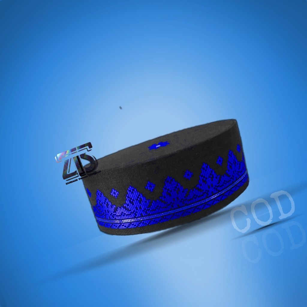 PECI HITAM BIRU TUA SONGKOK GRATIS ONGKIR SONGKO TOPI LOBE ZUBAIR TENUN SONGKET KOPIAH WARNA AKAD