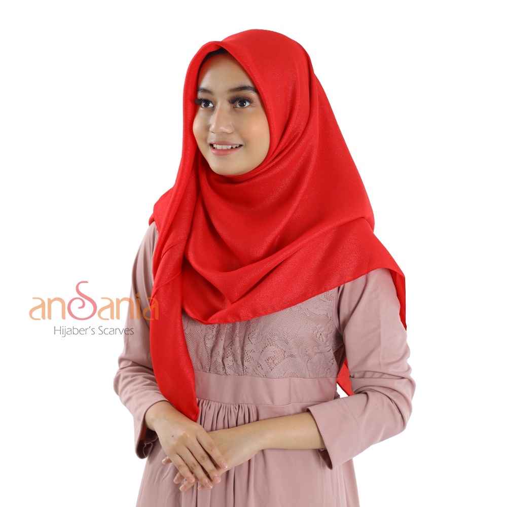 Hijab  JILBAB SEGI EMPAT SHINAR GLAMOUR ANSANIA, KERUDUNG ANTI BAKTERI, JILBAB WARNA MERAH CABE