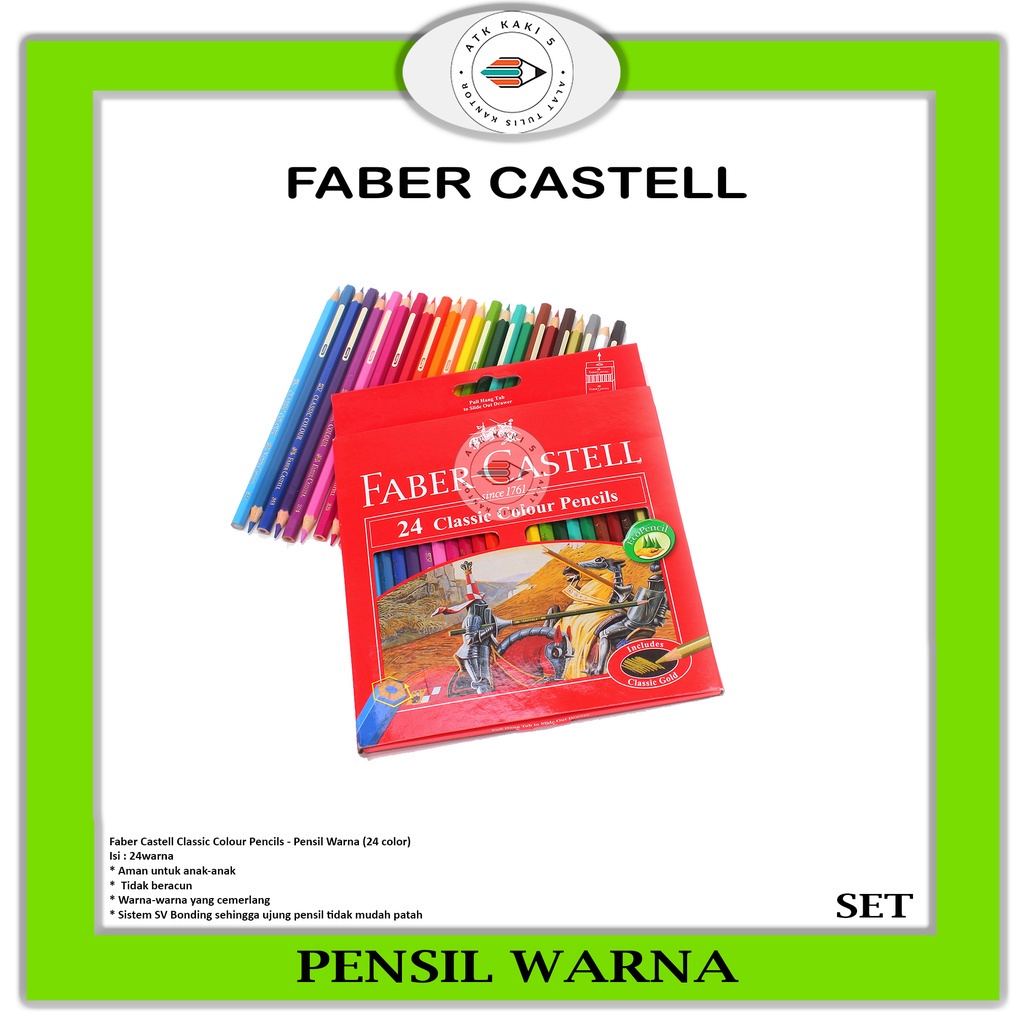 

FABER CASTELL - Classic Colour Pencils - Pensil Warna 24 color - Pack