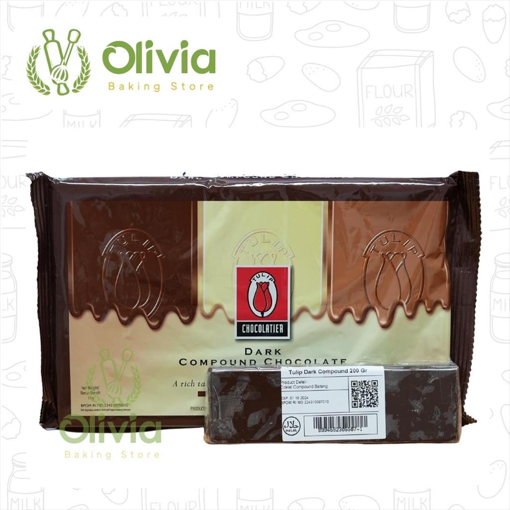 

Tulip Dark Chocolate Compound Cokelat Coklat Hitam Batang 200 Gram