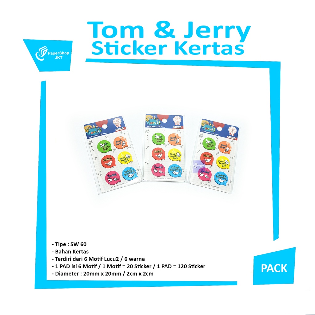 

TOM & JERRY - Sticker Kertas SW 60 - Sticker Word - Pad