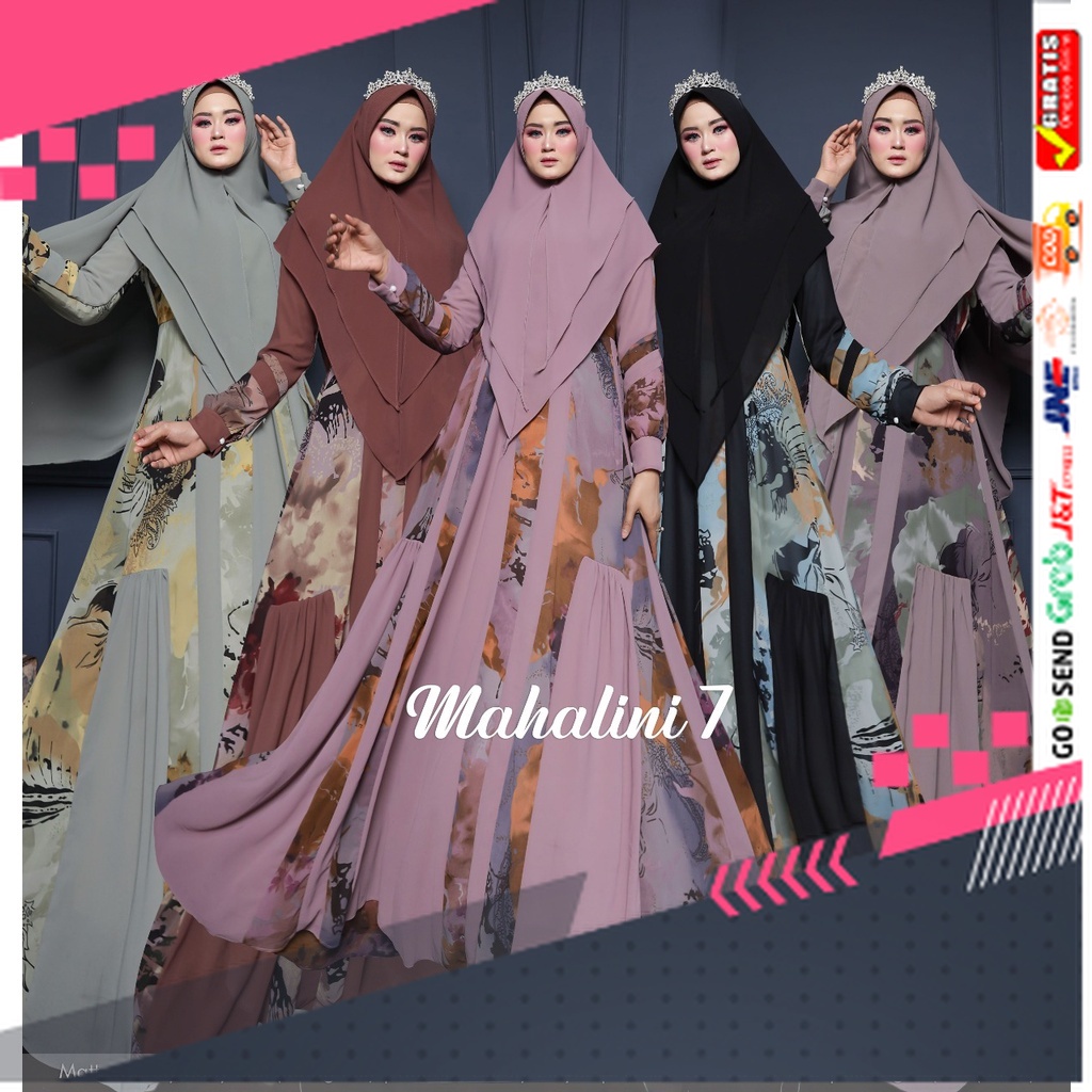 BAJU GAMIS MODEL BARU TERMURAH STYLE TRENDY /MAHDIYA OUTFIT - GAMIS MAHALINI 7 SYARI - JUMBO BUSUI S