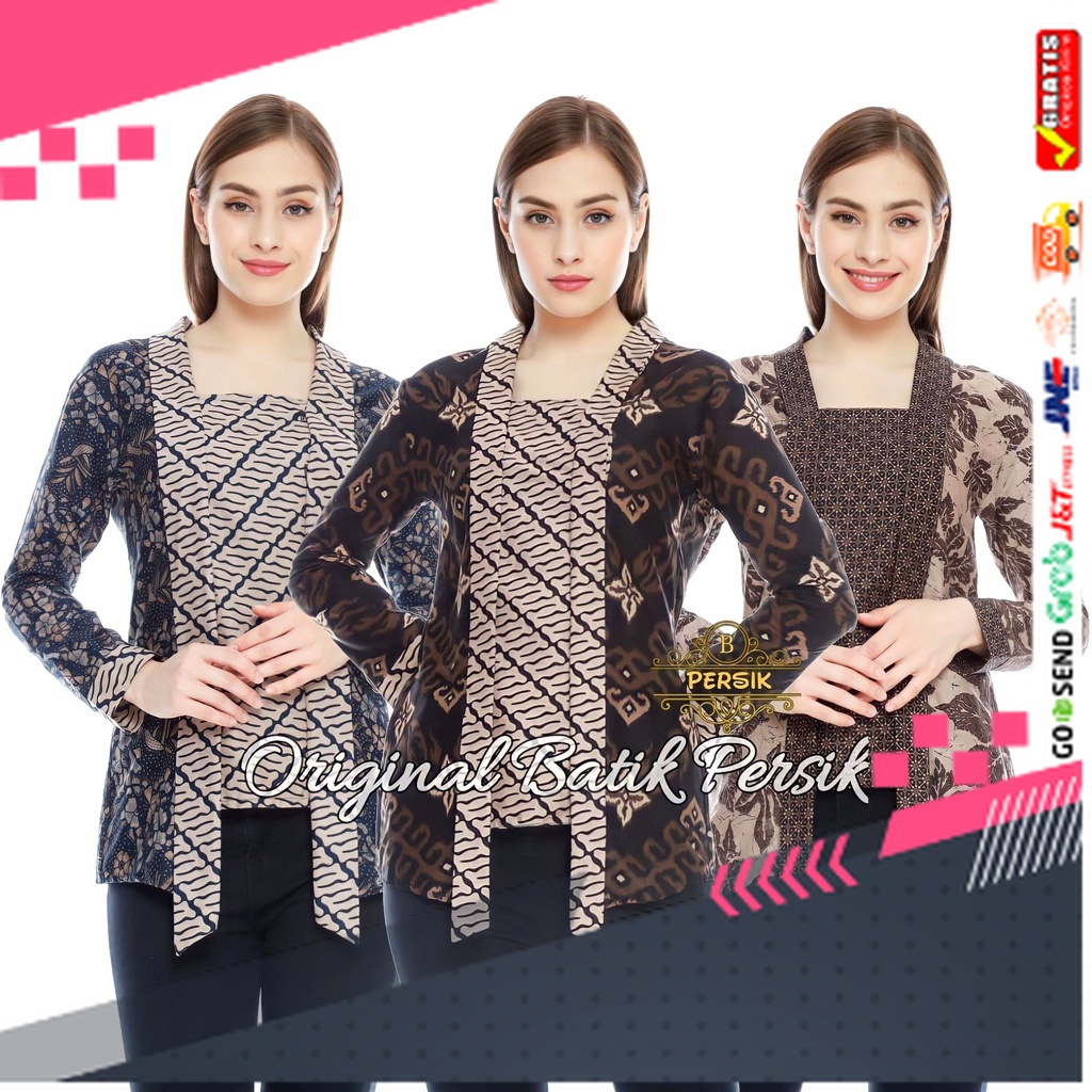 BATIK STYLE JAWA KEREN TERLARIS /Baju Batik Wanita Modern 2022 Batik Kombinasi Terbaru Blus Batik Mo