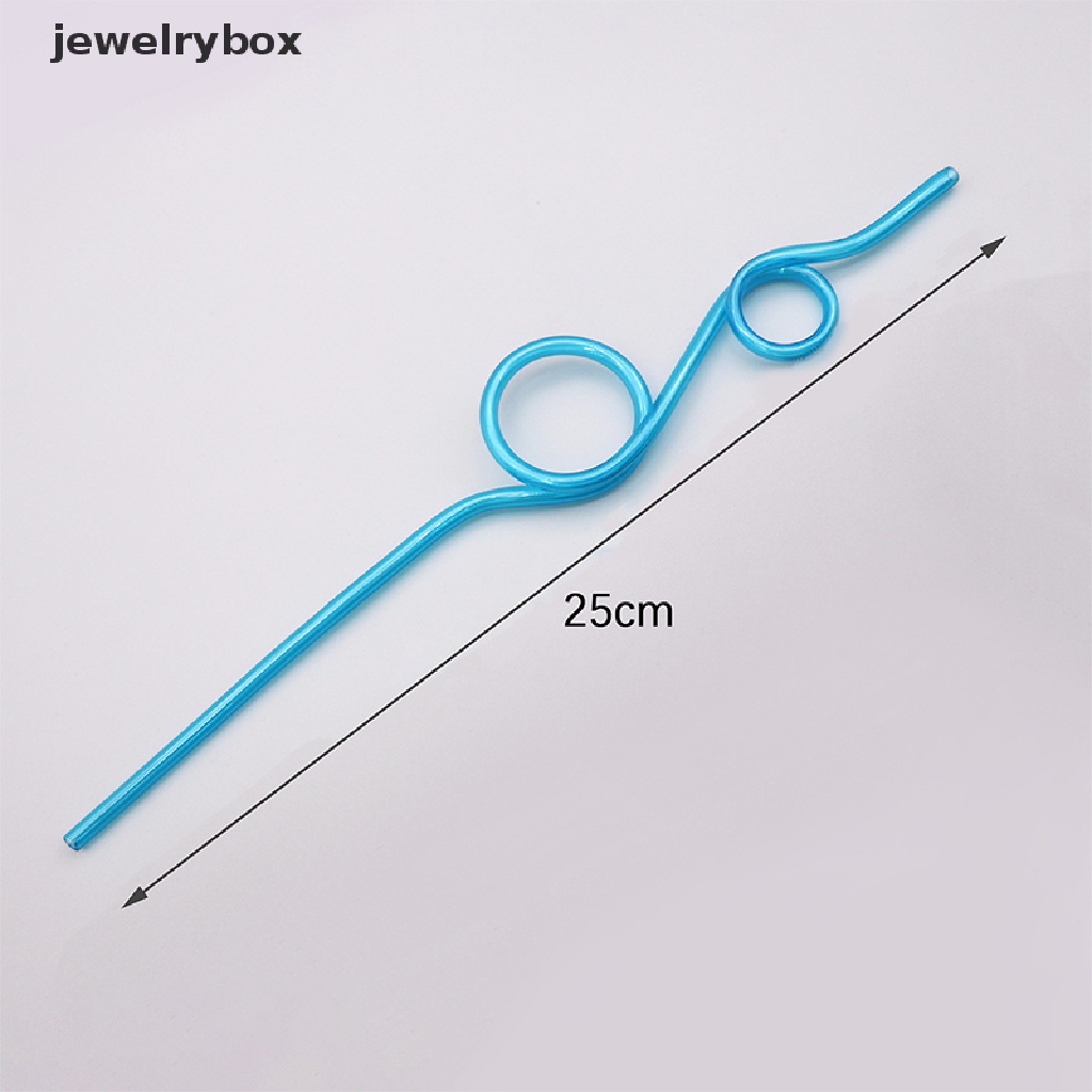 [jewelrybox] 10pcs Sedotan Lengkung Warna-Warni Sedotan Berbentuk Hewan Peliharaan Crazy Curly Plastik Untuk Pesta Bar Butik