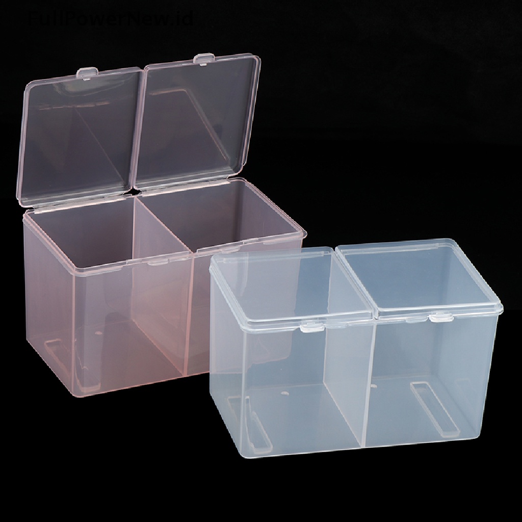 Power Twin Well Empty Grids Portable Tempat Penyimpanan Lap Bantalan Cotton Swab Container ID