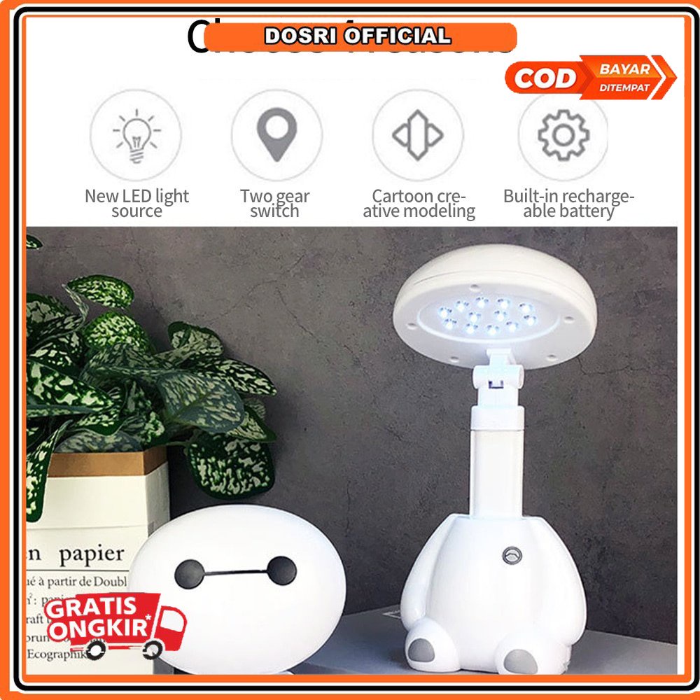 Lampu Karakter Robot Baymax untuk mainan sekaligus Lampu belajar Anak LED Meja Kartun Baymax