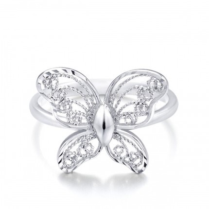 Goldkingdom Aksesoris Perhiasan Fashion Ready Stock Perak Berlapis Tembaga Putih Korea Fashion Cincin Renda Lace Seri Kupu-Kupu Pembukaan Kepribadian Cincin Wanita