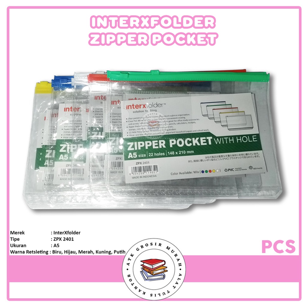 

INTERXFOLDER - Plastic Zipper Pocket A5 - ZPX 2401 - Pcs