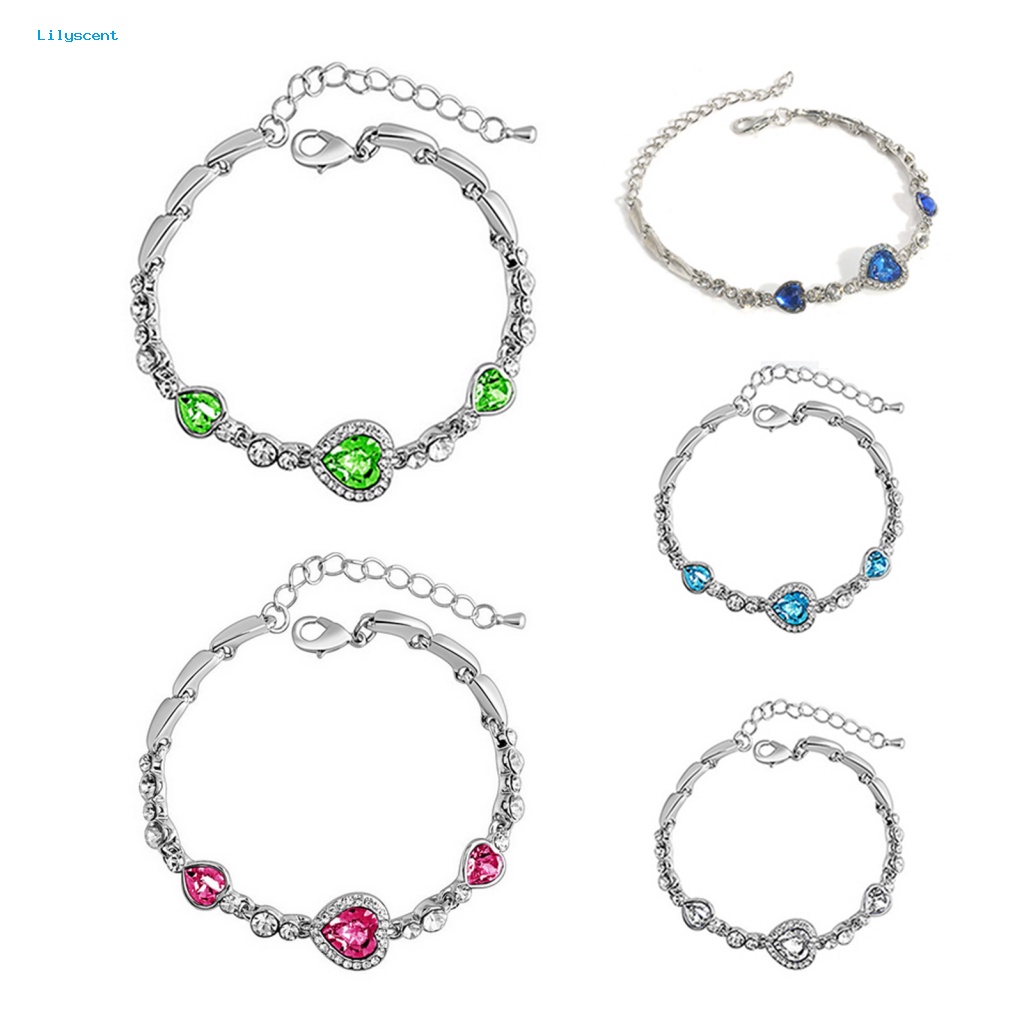 Lilyscent Gelang Tangan Wanita Alloy Untuk Pakaian Sehari-Hari Women Rhinestone Bracelet Lobster Clasps