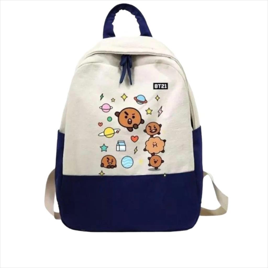 YA 542. Ransel BT Colour Printing Tas Punggung Backpack Karakter Lucu Anak Sekolah Korean Style