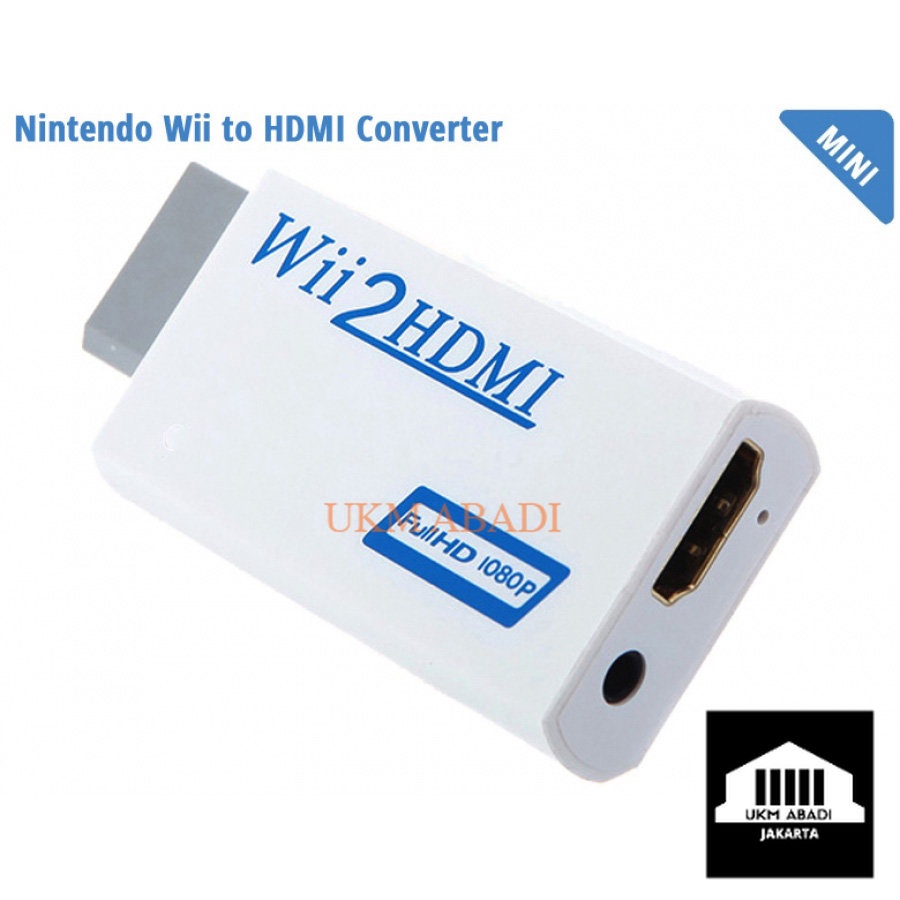 Kabel Video Konverter Nintendo Wii ke HDMI 3.5mm Port 8147