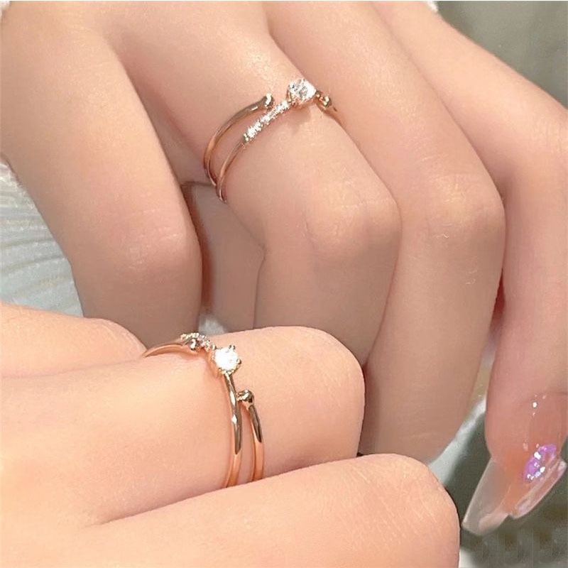 Cincin Geometris Fashion Wanita Zirkon Alloy Ring
