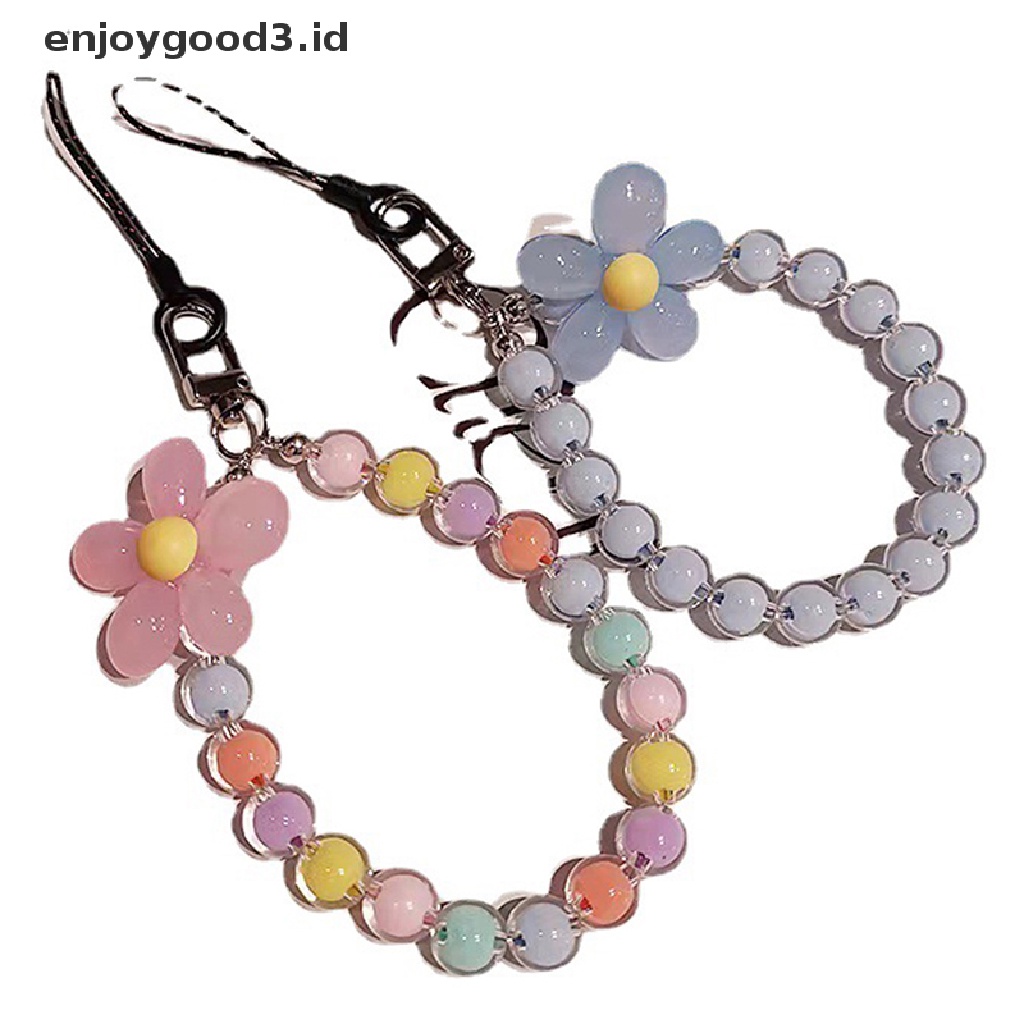 [Rready Stock] 1Pc Manik-Manik Bunga Warna-Warni Ponsel Pesona Tali Rantai Lanyard Wanita Gadis (ID)