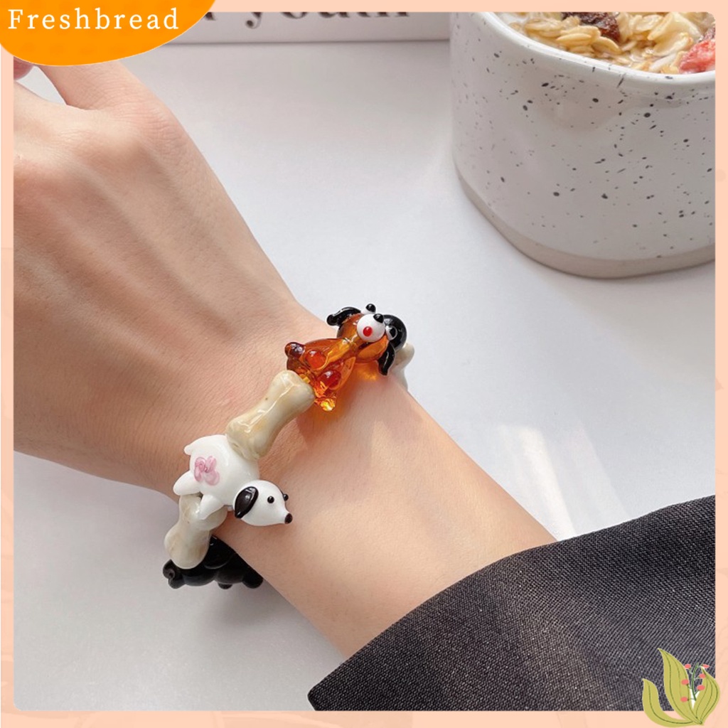 &lt; Freshbread &gt; Wanita Gelang Buatan Tangan Elastis Desain Kartun Halus Dipoles Colorfast Hias Pribadi Hewan Pesona Manik-Manik Peregangan Gelang Wanita Aksesori